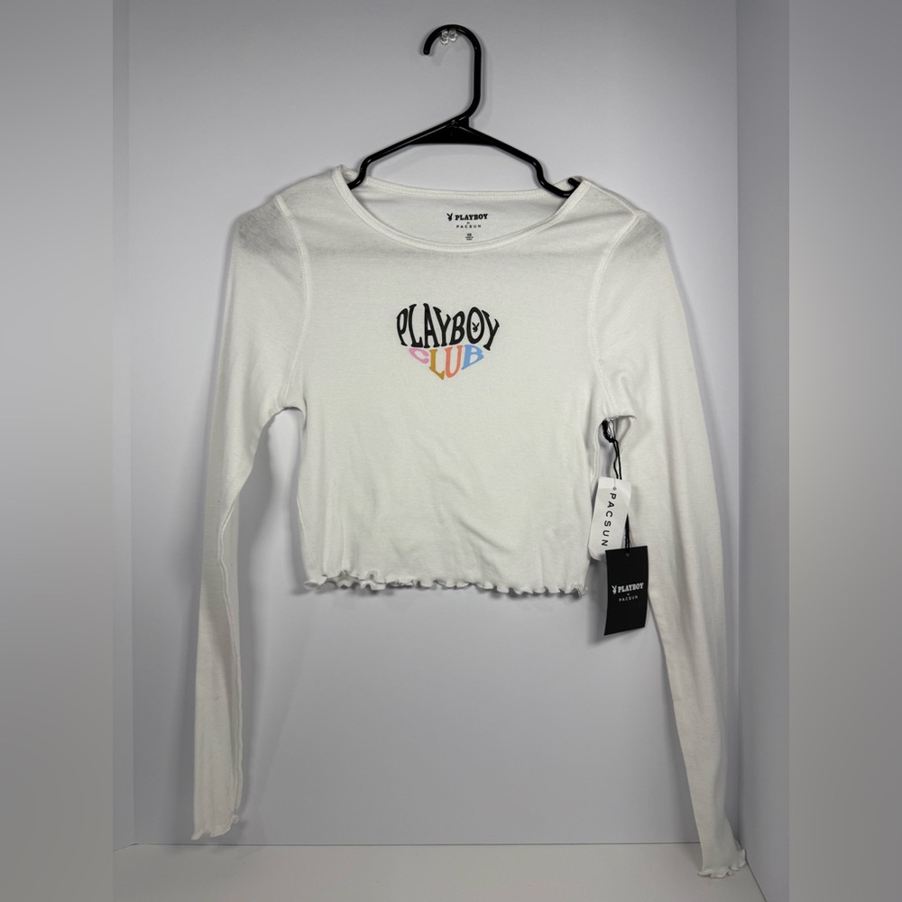 Y2K  Pac Sun PLAYBOY White Crew Neck baby  Tee women’s